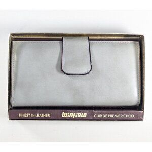 New Old Stock WINFIELD Gray leather wallet, Cowhide leather coin purse Canada